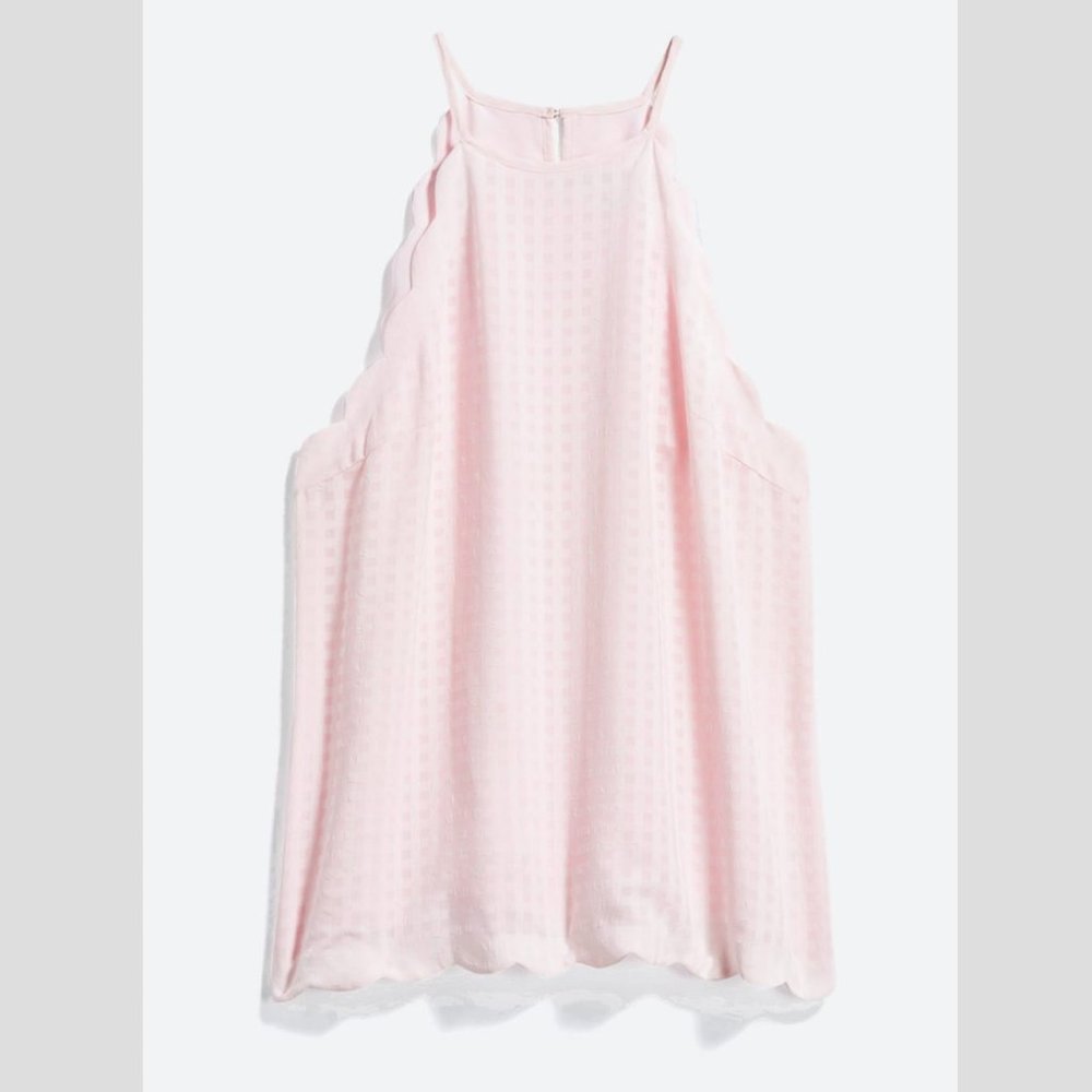 Light Pink Halter Scallop Detail Blouse